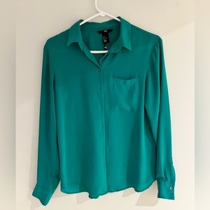 H and M blouse in emerald green. Very pretty